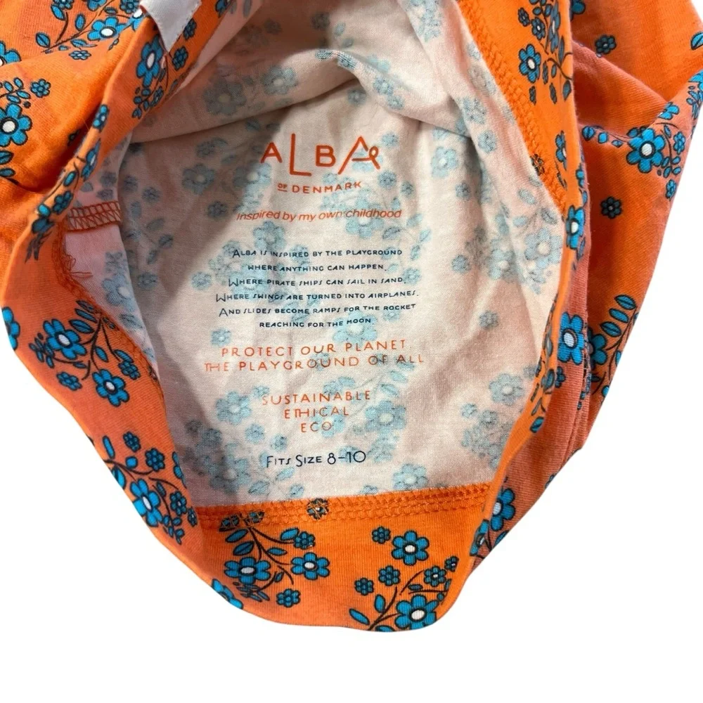 Alba Of Denmark 8-10Y Dragon Fire Garden Orange Floral Beanie Hat